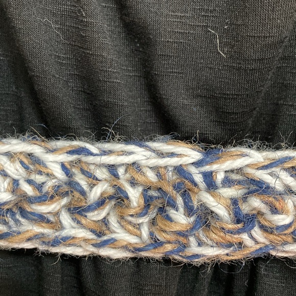 Macrame Boho Gypsy Hippie Belt with Cords Adjustable Navy Blue Beige White 36 in - Picture 8 of 9